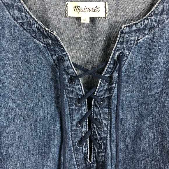 Madewell chambray lace front short sleeve top - Picture 4 of 7